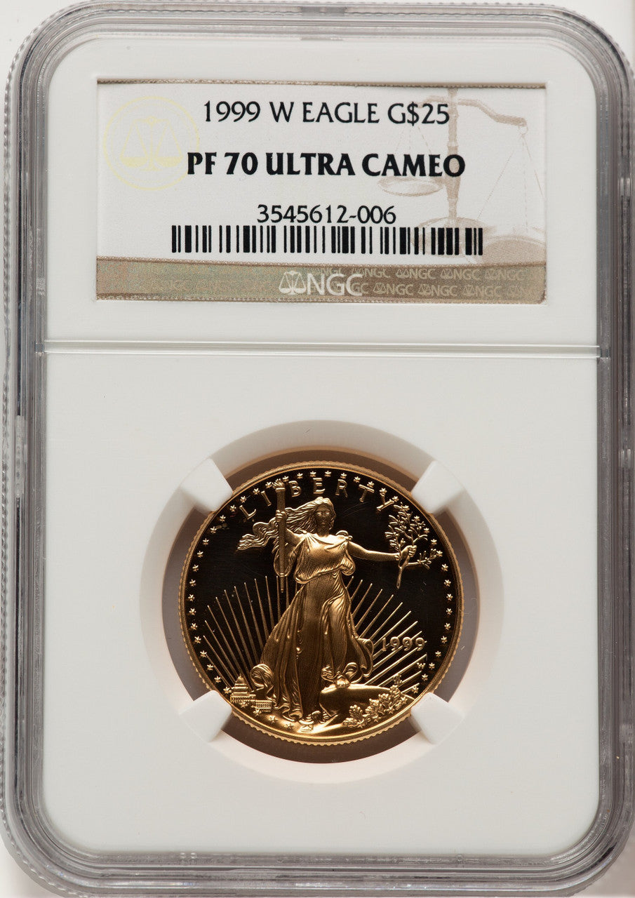 1999-W Gold American Eagle 4-Coin Set Brown Label NGC PF70