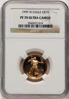 1999-W Gold American Eagle 4-Coin Set Brown Label NGC PF70