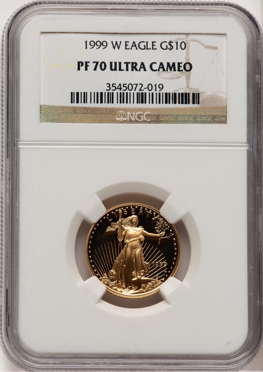 1999-W Gold American Eagle 4-Coin Set Brown Label NGC PF70