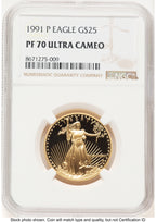 1991-P Proof Gold Eagle 1/2 oz Brown Label NGC PF70