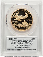 2020-W Proof Gold Eagle V75 Privy One of 1945 Struck 1 oz FDI Clifton Truman Daniel PCGS PR69