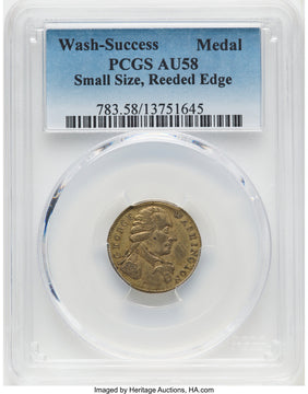 WASH-SUC Washington Success Medal Small Size Reeded Edge Colonials PCGS AU58 (777775003)