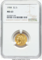 1908 $2.50 Indian Quarter Eagle NGC MS63 (777777010)