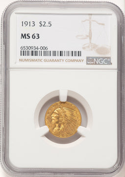 1913 $2.50 Indian Quarter Eagle NGC MS63 (777777013)