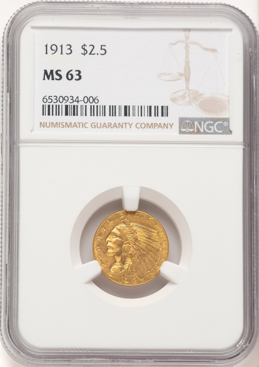 1913 $2.50 Indian Quarter Eagle NGC MS63 (777777013)