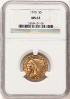 1915 $5 Indian Half Eagle NGC MS63 (777777021)