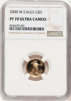 2000-W Proof Gold Eagle 1/10 oz Brown Label NGC MS70