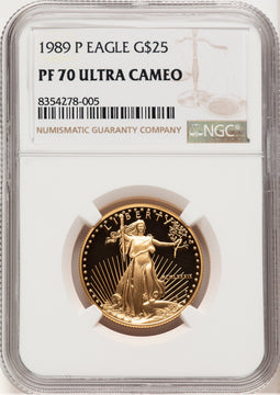1989-P Proof Gold Eagle 1/2 oz Brown Label NGC MS70