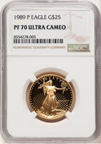 1989-P Proof Gold Eagle 1/2 oz Brown Label NGC MS70
