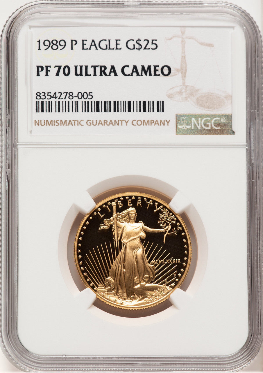 1989-P Proof Gold Eagle 1/2 oz Brown Label NGC MS70