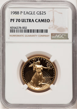 1988-P Proof Gold Eagle 1/2 oz Brown Label NGC MS70
