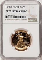 1988-P Proof Gold Eagle 1/2 oz Brown Label NGC MS70