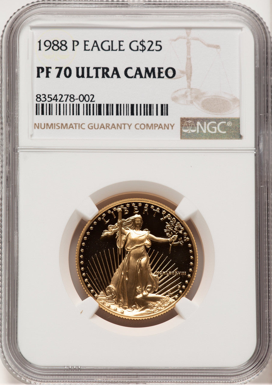 1988-P Proof Gold Eagle 1/2 oz Brown Label NGC MS70