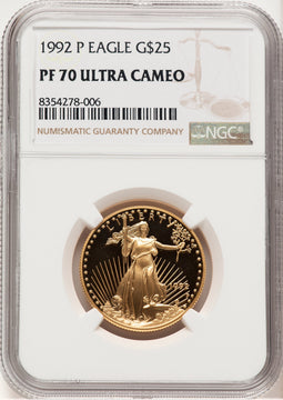 1992-P Proof Gold Eagle 1/2 oz Brown Label NGC PF70
