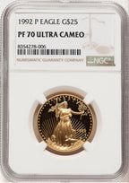 1992-P Proof Gold Eagle 1/2 oz Brown Label NGC PF70