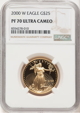 2000-W Proof Gold Eagle 1/2 oz Brown Label NGC PF70