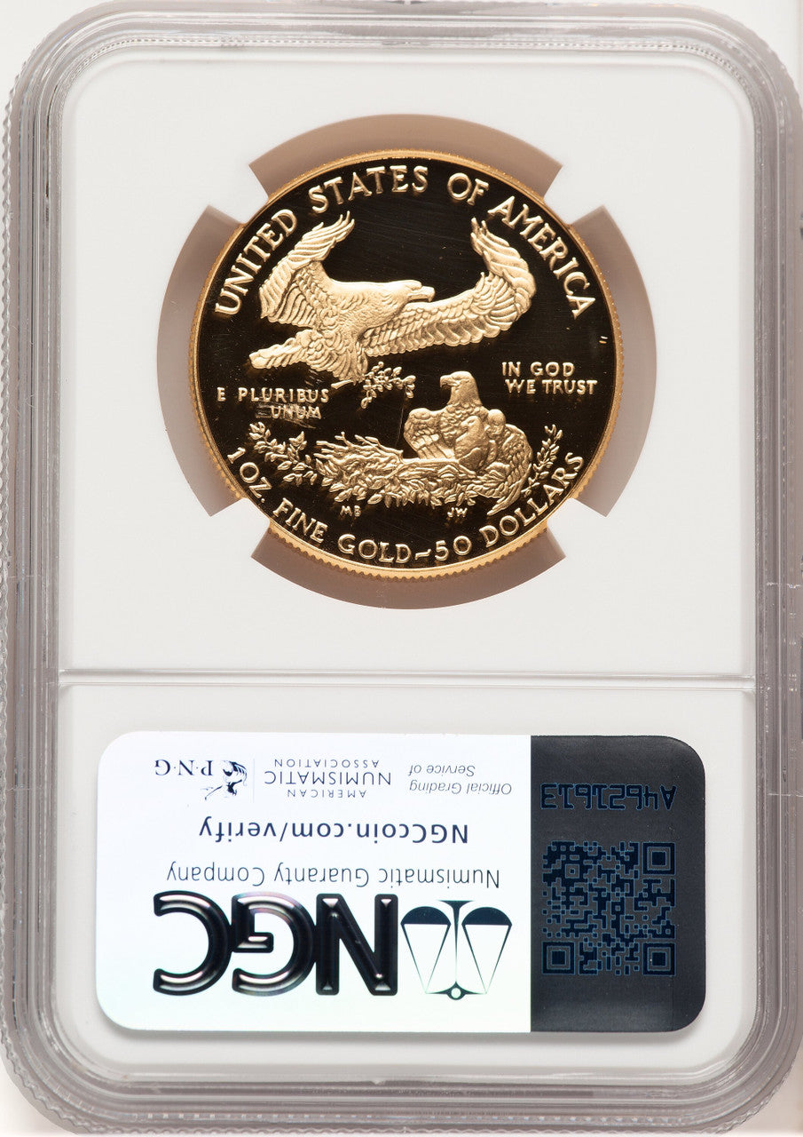1986-W Proof Gold Eagle 1 oz Brown Label NGC PF70