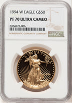 1994-W Proof Gold Eagle 1 oz Brown Label NGC MS70