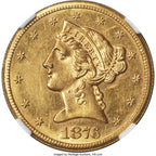 1876-CC $5 Liberty Half Eagle NGC AU58 (777873007)