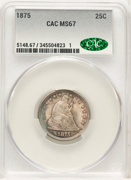 1875 25C Seated Quarter CACG MS67