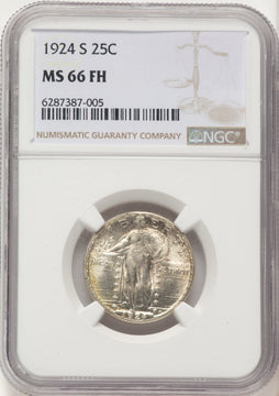 1924-S 25C FH Standing Liberty Quarter NGC MS66