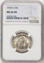 1924-S 25C FH Standing Liberty Quarter NGC MS66