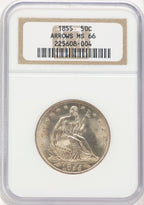 1855 50C Arrows Seated Half Dollar NGC MS66