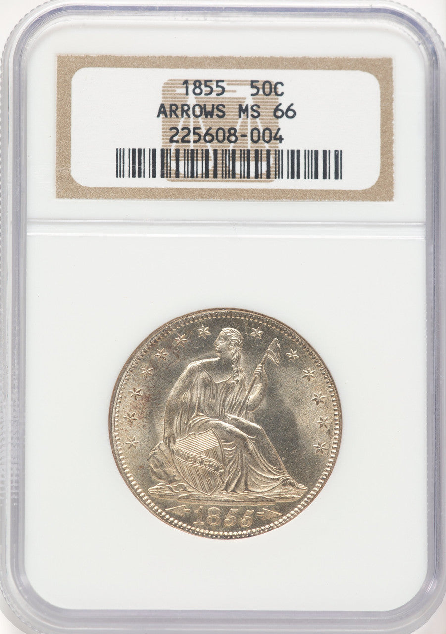 1855 50C Arrows Seated Half Dollar NGC MS66