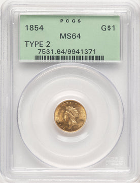1854 G$1 Type Two Gold Dollar PCGS MS64 (777873019)