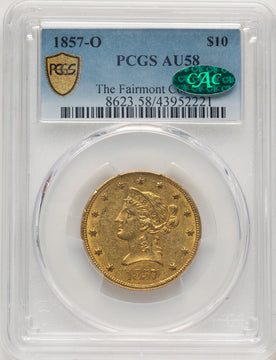1857-O $10 CAC Liberty Eagle PCGS AU58