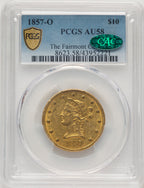1857-O $10 CAC Liberty Eagle PCGS AU58