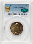 1957-D 25C CAC Washington Quarter PCGS MS67+