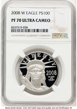 2008-W Proof Platinum Eagle 1 oz Brown Label NGC PF70