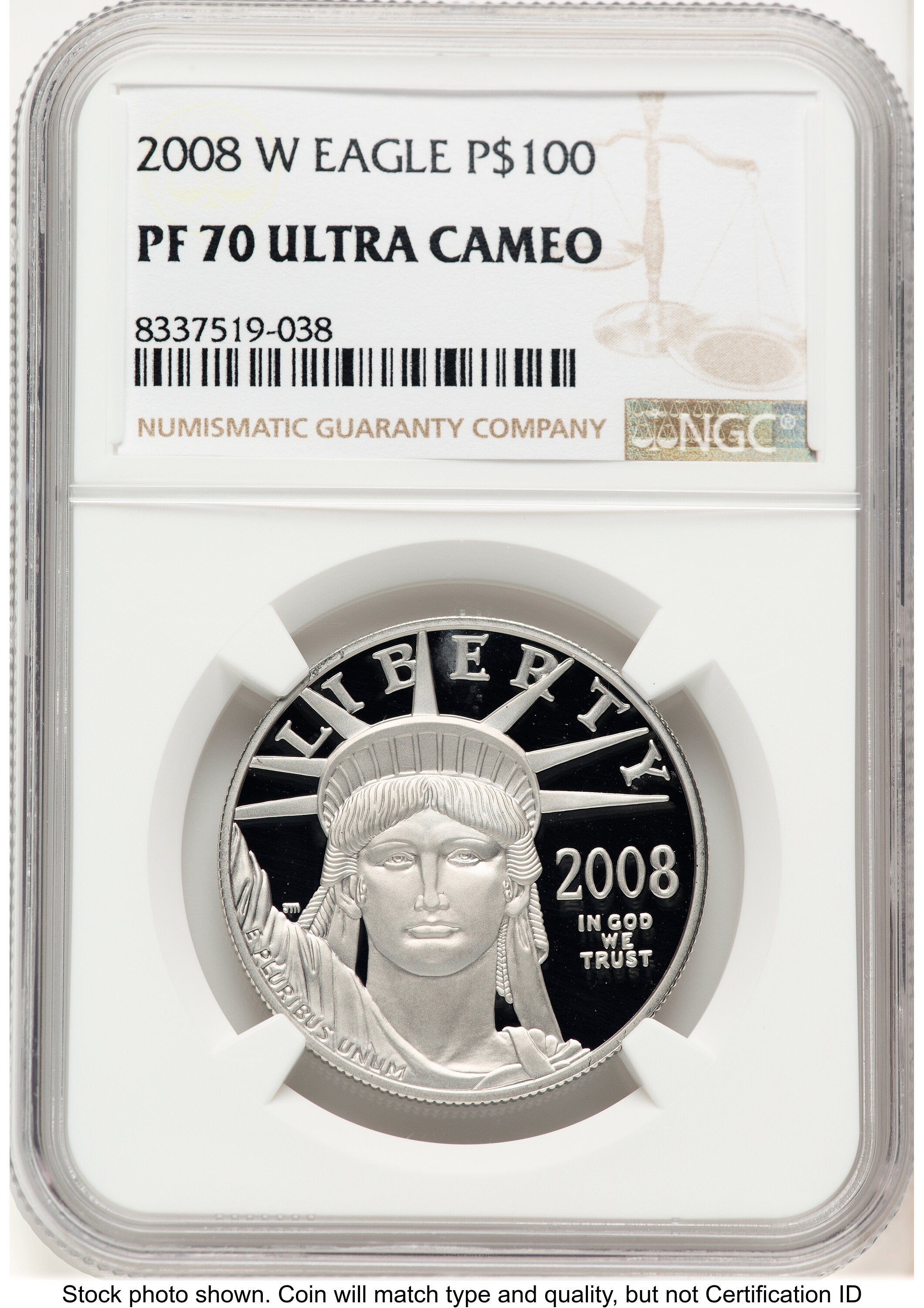 2008-W Proof Platinum Eagle 1 oz Brown Label NGC PF70