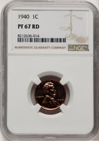 1940 1C RD Proof Lincoln Cent NGC PR67 (777985003)