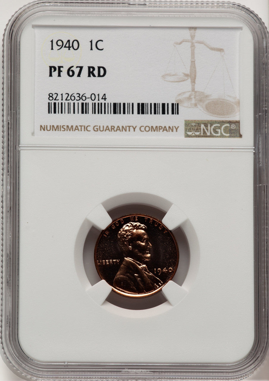1940 1C RD Proof Lincoln Cent NGC PR67 (777985003)