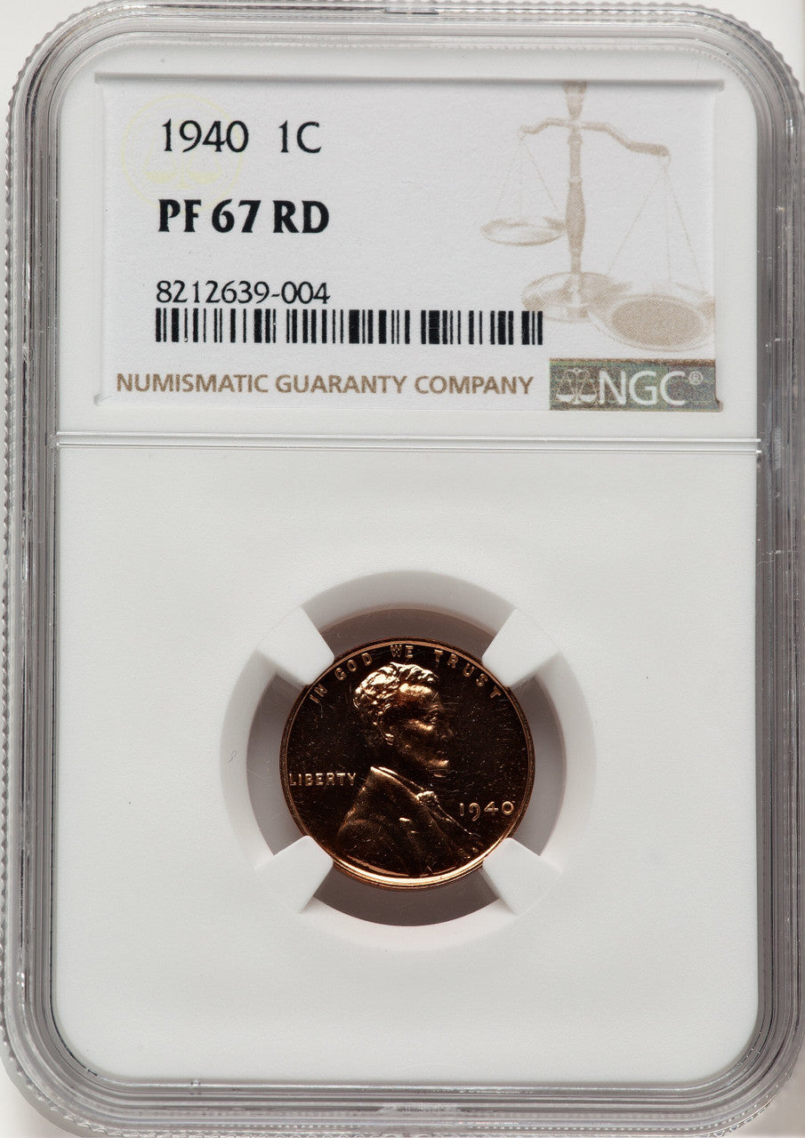 1940 1C RD Proof Lincoln Cent NGC PR67 (777985004)
