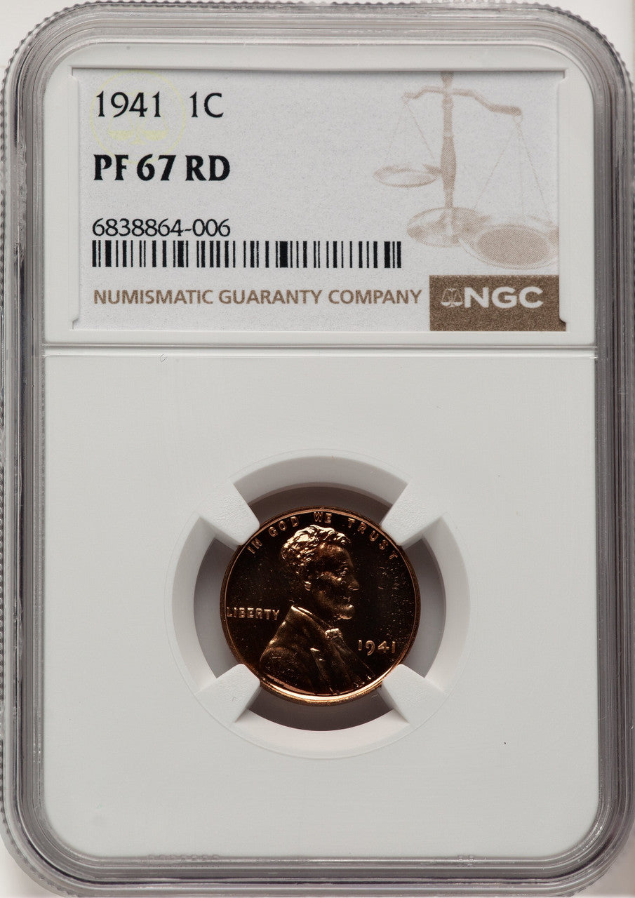 1941 1C RD Proof Lincoln Cent NGC PR67 (777985005)