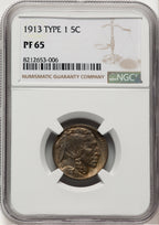 1913 5C T-1 Proof Buffalo Nickel NGC PR65