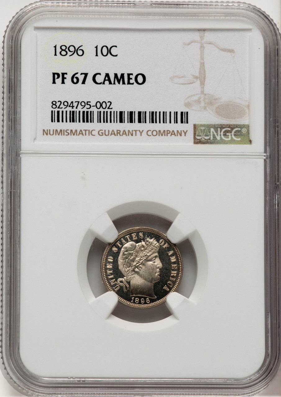 1896 10C CA Proof Barber Dime NGC PR67