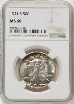 1941-S 50C Walking Liberty Half Dollar NGC MS66