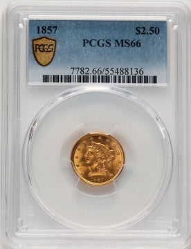 1857 $2.50 Liberty Quarter Eagle PCGS MS66