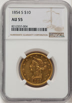 1854-S $10 Liberty Eagle NGC AU55 (777985037)