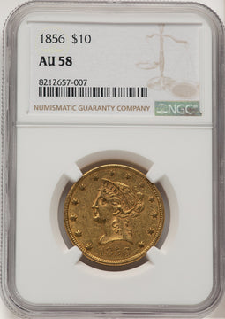 1856 $10 Liberty Eagle NGC AU58