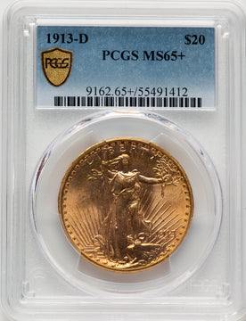 1913-D $20 Saint-Gaudens Double Eagle PCGS MS65+ (777985046)