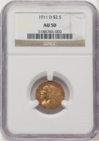 1911-D $2.50 Indian Quarter Eagle NGC AU50