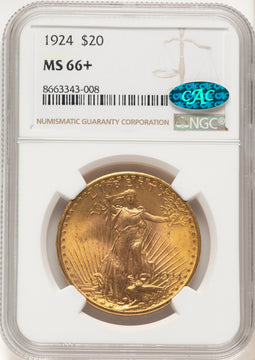 1924 $20 Saint CAC Saint-Gaudens Double Eagle NGC MS66+ (778001003)