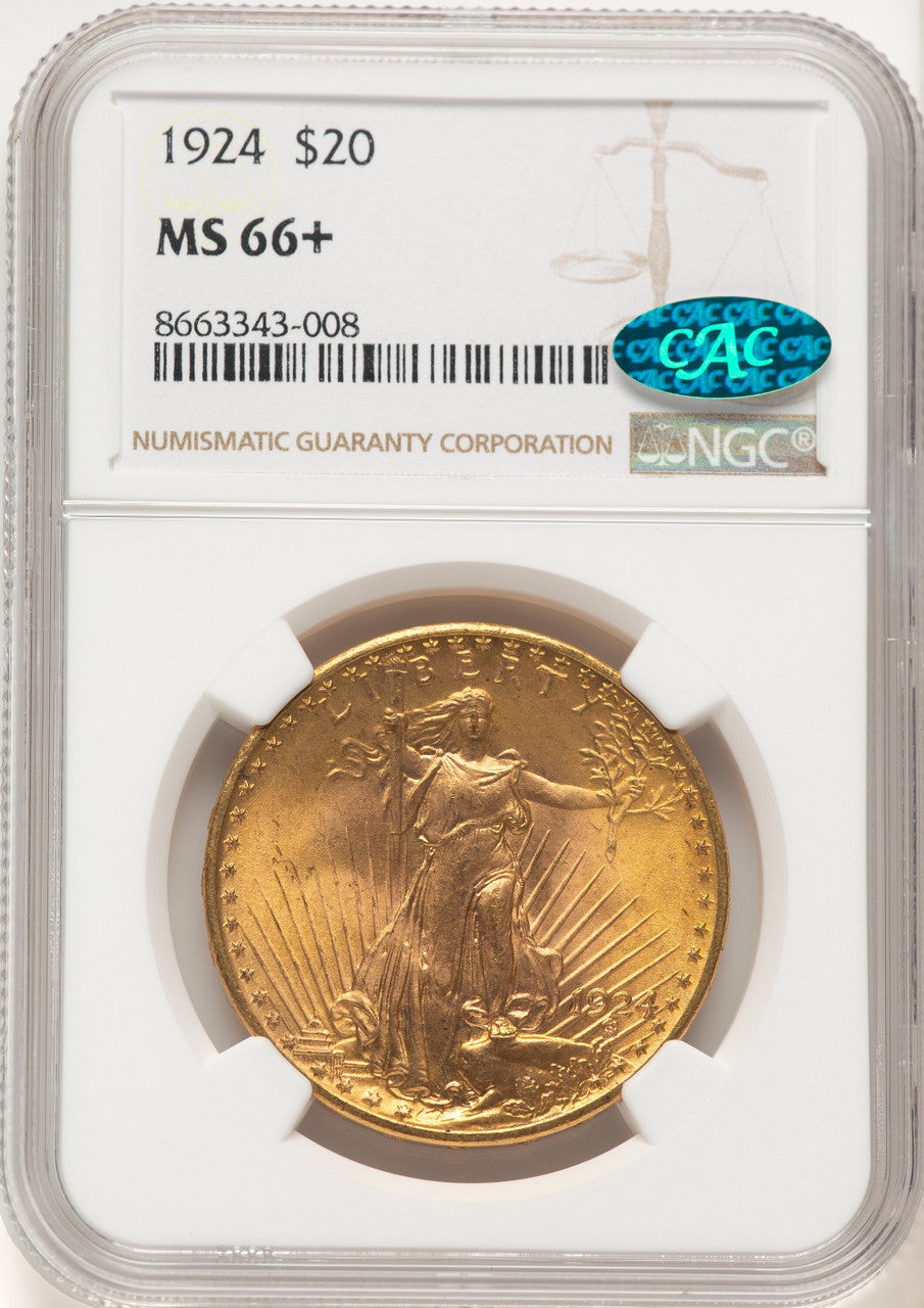 1924 $20 Saint CAC Saint-Gaudens Double Eagle NGC MS66+ (778001003)