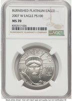 2007-W Burnished Platinum Eagle 1 oz Brown Label NGC MS70
