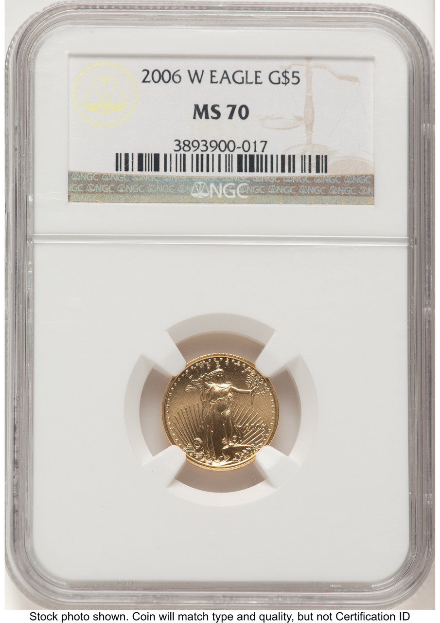 2006-W Burnished Gold Eagle 1/10 oz Brown Label NGC MS70
